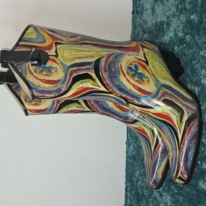 Corkys Colorful Abstract Cowboy Rain Boots Womens Size 10